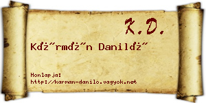 Kármán Daniló névjegykártya